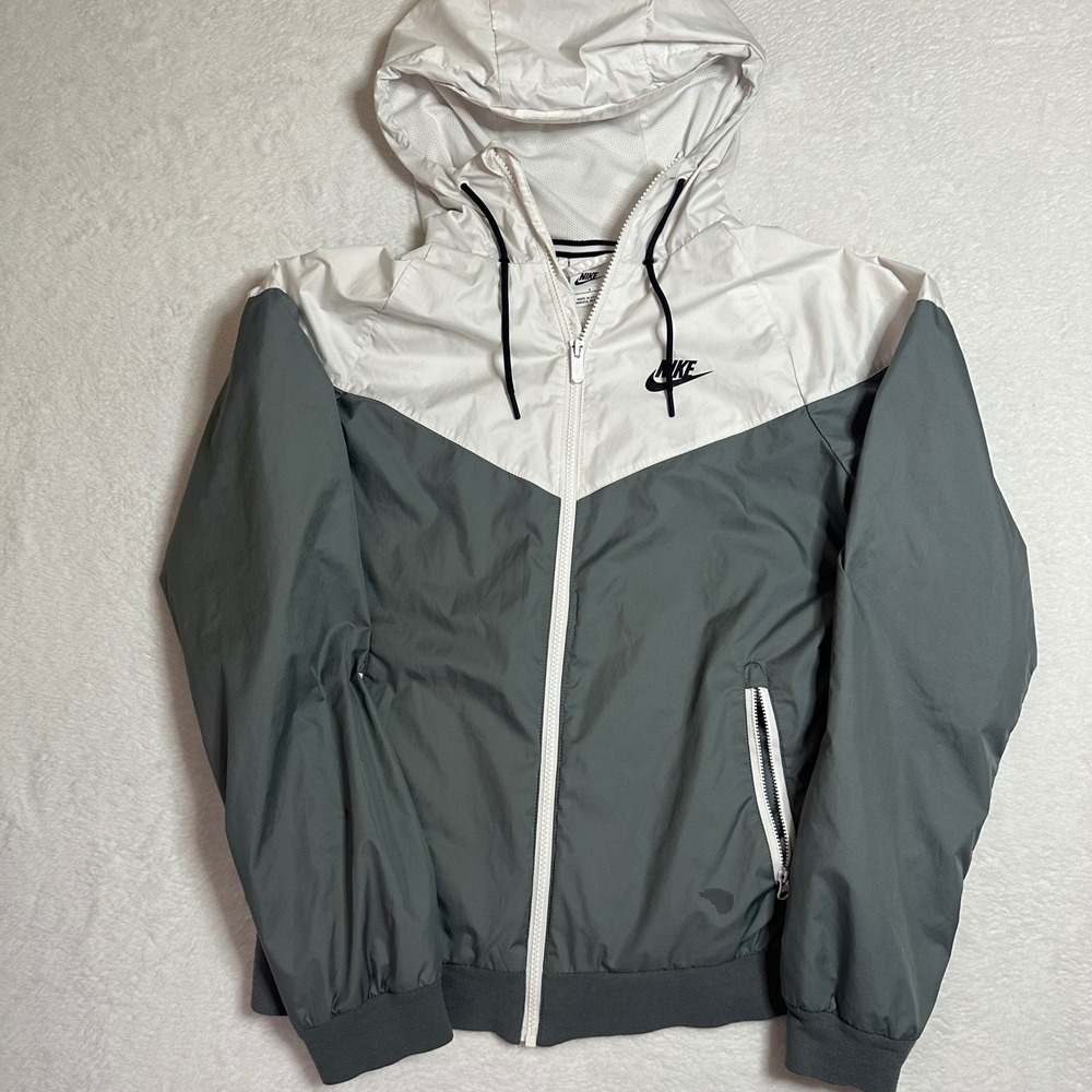Nike Sportswear Windrunner Jacket Mens Small White Smoke Grey Full Zip Hooded